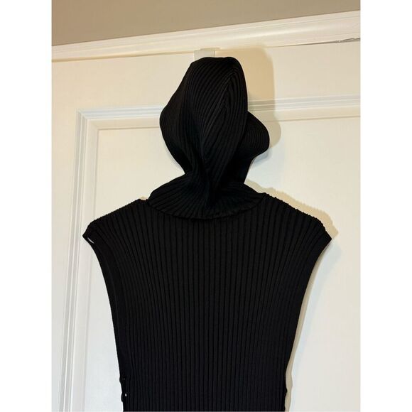 ZARA Hooded Ribbed Knit Tunic Black - Picture 9 of 10